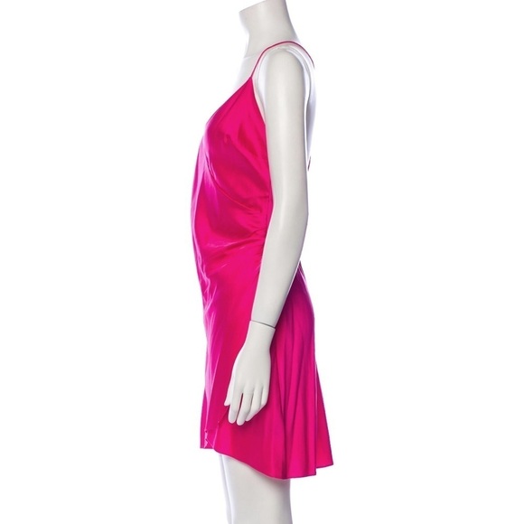 NEW SER.O.YA LEAH SILK Spandex DRESS Fuchsia Purple {$350} Blend Halter Cross XS - Picture 7 of 13